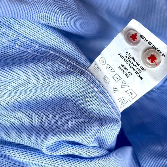 Tommy Hilfiger Mens Dress Shirt Slim Fit Non Iron 15.5 32/33 Blue - Picture 8 of 12